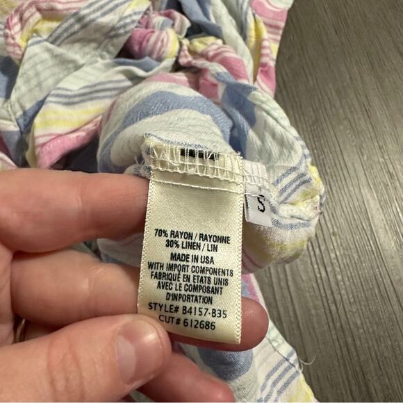 Bella Dahl Women's‎ Cap Sleeve Tie-Up Front Striped Button Down Shirt Size S - Picture 8 of 10